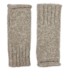Alpaca Fingerless Knit Gloves Beige Long Ribbed Cuff Thumb Slit Warm Wrist BandsCo Straps