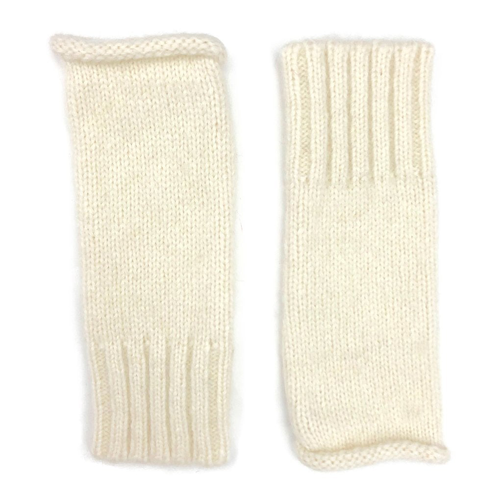 Alpaca Fingerless Knit Gloves Long Ribbed Cuff Winter Gloves Thumb Slit BandsCo Straps