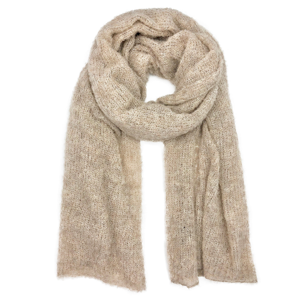 Alpaca Oversized Plush Scarf Almond Lightweight Warm Wrap Eco Soft Winter BandsCo Straps