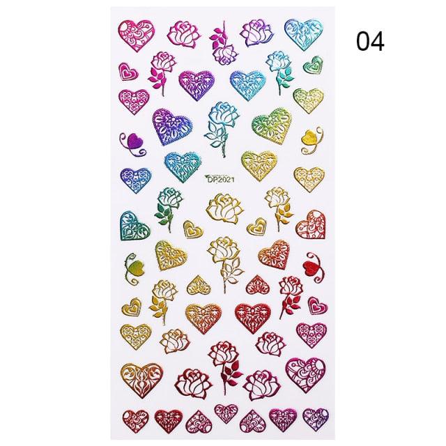 Alphabet Love Shaped  Pattern 3D Nail Stickers Slider Valentine Day Decals Foil For Love Nail Art Decoration Pop Art Nail Stickers Sexy Girl Designs Comics Water Transfer Decals Manicure Lips Nail Art Decorations Slider Nail Art Stickers Stevvex