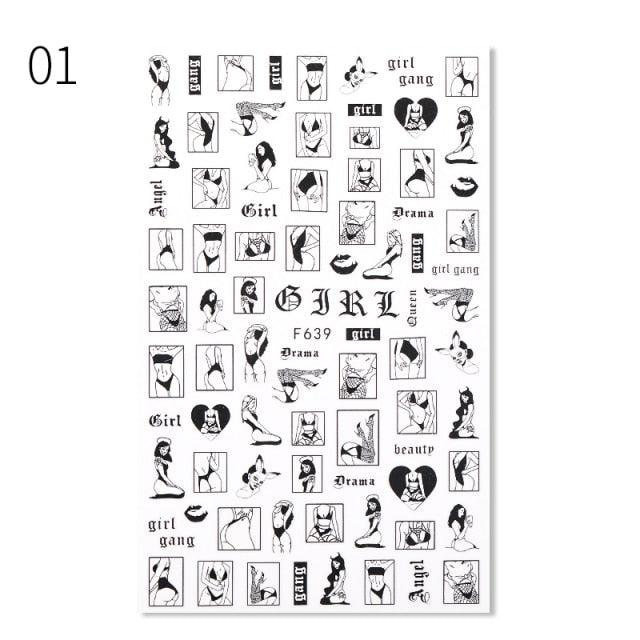 Alphabet Love Shaped  Pattern 3D Nail Stickers Slider Valentine Day Decals Foil For Love Nail Art Decoration Pop Art Nail Stickers Sexy Girl Designs Comics Water Transfer Decals Manicure Lips Nail Art Decorations Slider Nail Art Stickers Stevvex