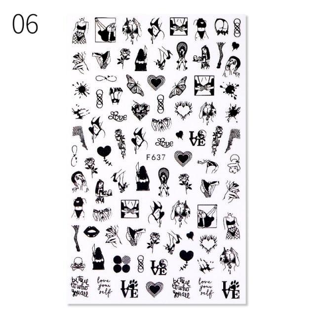 Alphabet Love Shaped  Pattern 3D Nail Stickers Slider Valentine Day Decals Foil For Love Nail Art Decoration Pop Art Nail Stickers Sexy Girl Designs Comics Water Transfer Decals Manicure Lips Nail Art Decorations Slider Nail Art Stickers Stevvex
