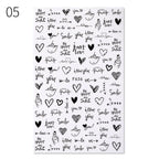 Alphabet Love Shaped  Pattern 3D Nail Stickers Slider Valentine Day Decals Foil For Love Nail Art Decoration Pop Art Nail Stickers Sexy Girl Designs Comics Water Transfer Decals Manicure Lips Nail Art Decorations Slider Nail Art Stickers Stevvex