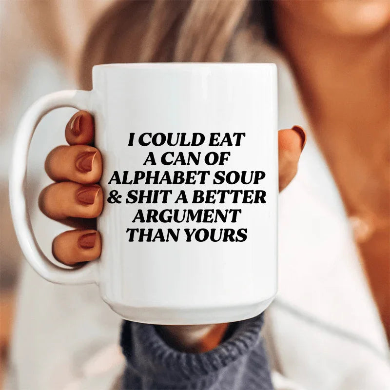 Alphabet Soup Ceramic Mug 15 oz Peachy Sunday