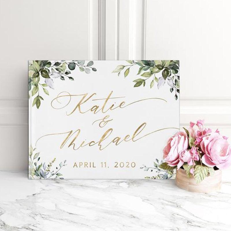 Alternatives Flower Wedding Guest Book Personalized White Guestbook Wedding Guestbook Album Custom Wood Look Printable Guestbook  Family Scrapbook Albums Family Anniversary Gift For Couple Stevvex