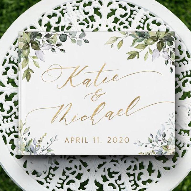 Alternatives Flower Wedding Guest Book Personalized White Guestbook Wedding Guestbook Album Custom Wood Look Printable Guestbook  Family Scrapbook Albums Family Anniversary Gift For Couple Stevvex