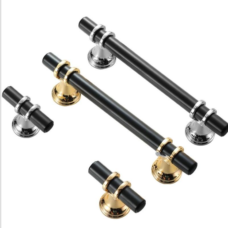 Aluminum Alloy Black Gold Door Handle Wardrobe Kitchen Cabinet Drawer Solid Handle Furniture Handle European Modern Hardware Modern Furniture Cupboard Door Drawer Handles Stevvex
