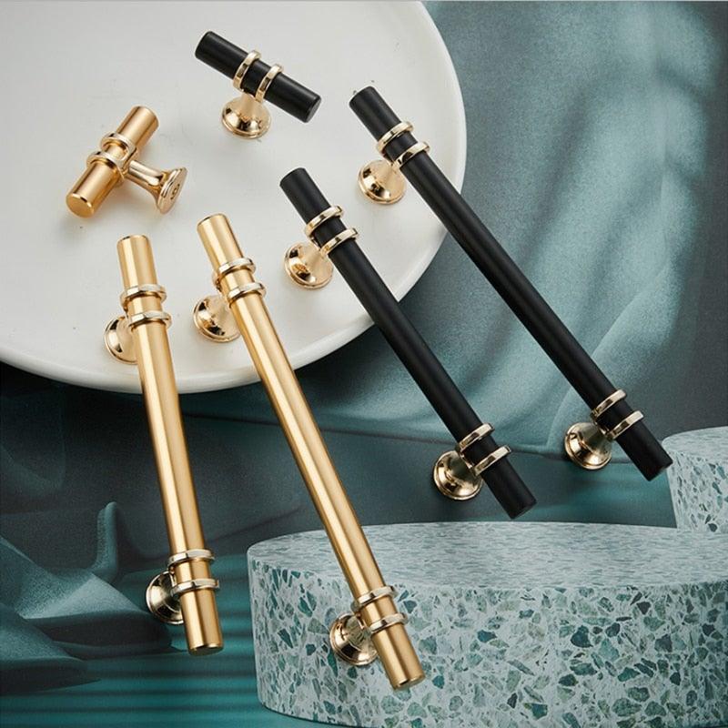 Aluminum Alloy Black Gold Door Handle Wardrobe Kitchen Cabinet Drawer Solid Handle Furniture Handle European Modern Hardware Modern Furniture Cupboard Door Drawer Handles Stevvex