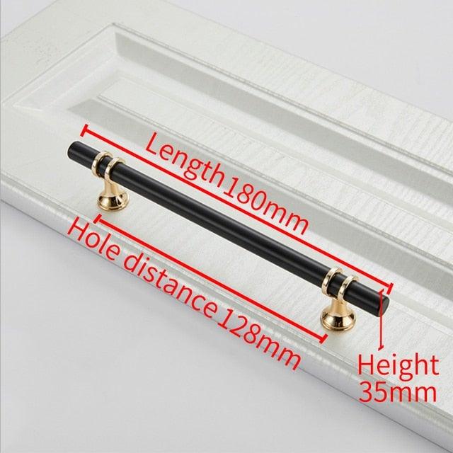 Aluminum Alloy Black Gold Door Handle Wardrobe Kitchen Cabinet Drawer Solid Handle Furniture Handle European Modern Hardware Modern Furniture Cupboard Door Drawer Handles Stevvex