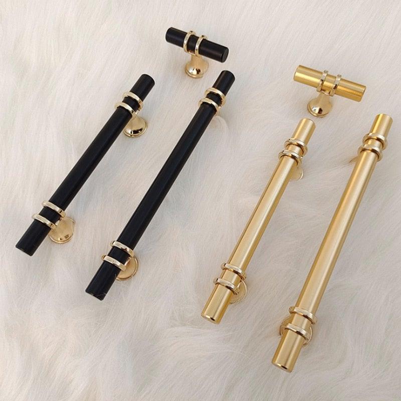 Aluminum Alloy Black Gold Door Handle Wardrobe Kitchen Cabinet Drawer Solid Handle Furniture Handle European Modern Hardware Modern Furniture Cupboard Door Drawer Handles Stevvex