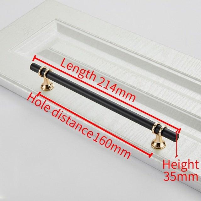 Aluminum Alloy Black Gold Door Handle Wardrobe Kitchen Cabinet Drawer Solid Handle Furniture Handle European Modern Hardware Modern Furniture Cupboard Door Drawer Handles Stevvex
