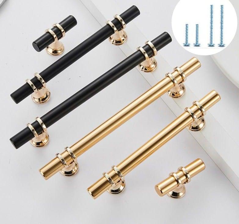 Aluminum Alloy Black Gold Door Handle Wardrobe Kitchen Cabinet Drawer Solid Handle Furniture Handle European Modern Hardware Modern Furniture Cupboard Door Drawer Handles Stevvex