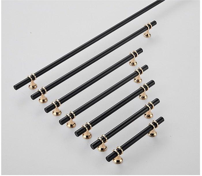Aluminum Alloy Black Gold Door Handle Wardrobe Kitchen Cabinet Drawer Solid Handle Furniture Handle European Modern Hardware Modern Furniture Cupboard Door Drawer Handles Stevvex