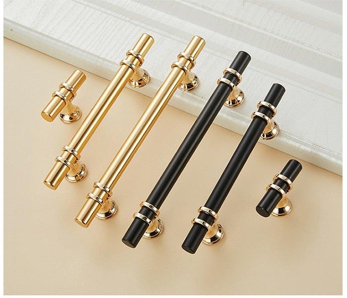 Aluminum Alloy Black Gold Door Handle Wardrobe Kitchen Cabinet Drawer Solid Handle Furniture Handle European Modern Hardware Modern Furniture Cupboard Door Drawer Handles Stevvex