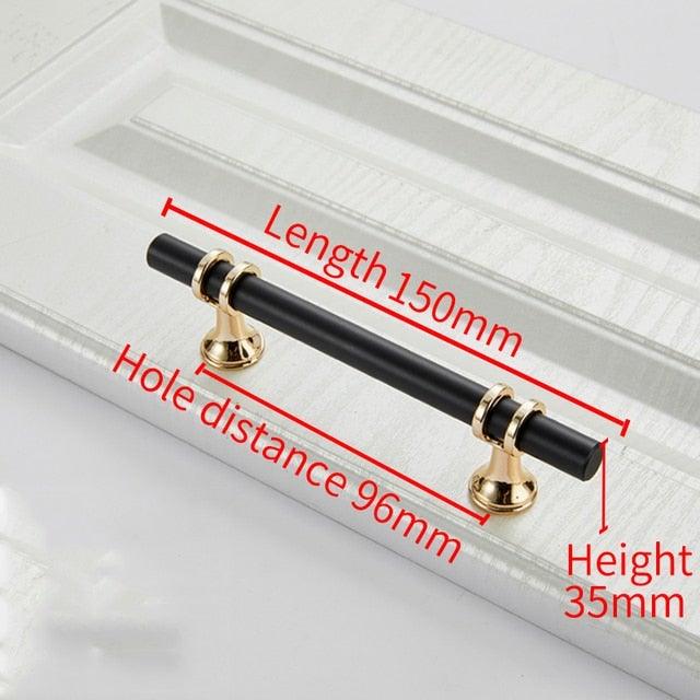 Aluminum Alloy Black Gold Door Handle Wardrobe Kitchen Cabinet Drawer Solid Handle Furniture Handle European Modern Hardware Modern Furniture Cupboard Door Drawer Handles Stevvex