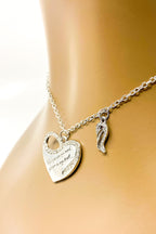 Memorial Heart Necklace Always On My Mind Pendant Silver