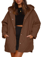 2023 Women's Casual Diamond Quilted Hooded Jacket Pi-Mart