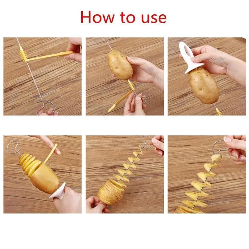 Amazing 2PC Potato Spiral Cutter Cucumber Slicer Kitchen Accessories Vegetable Spiralizer Spiral Potato Cutter Slicer Kitchen Gadgets Stevvex