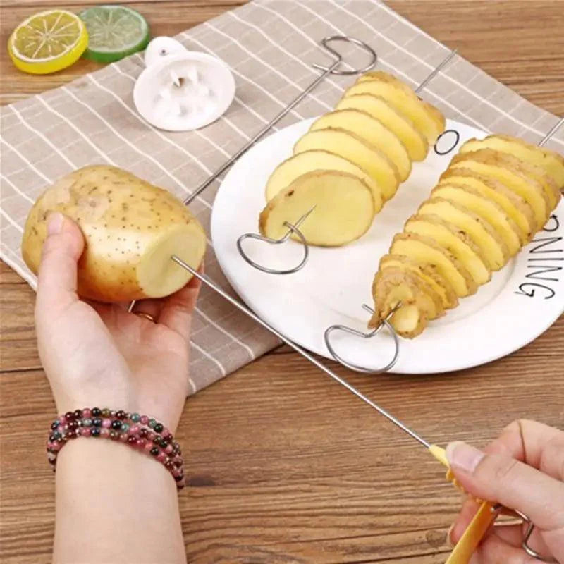 Amazing 2PC Potato Spiral Cutter Cucumber Slicer Kitchen Accessories Vegetable Spiralizer Spiral Potato Cutter Slicer Kitchen Gadgets Stevvex