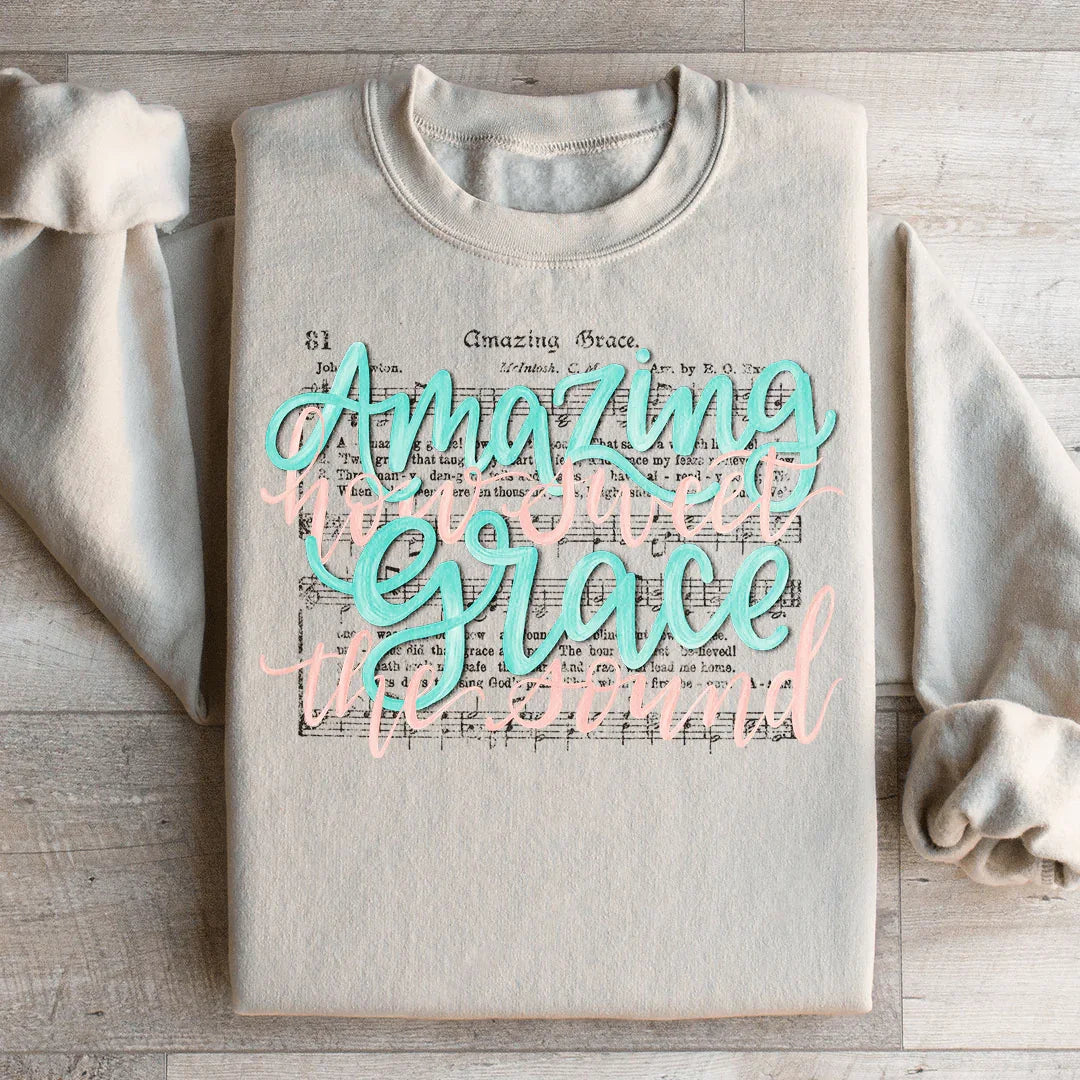 Amazing Grace Song Sweatshirt Peachy Sunday