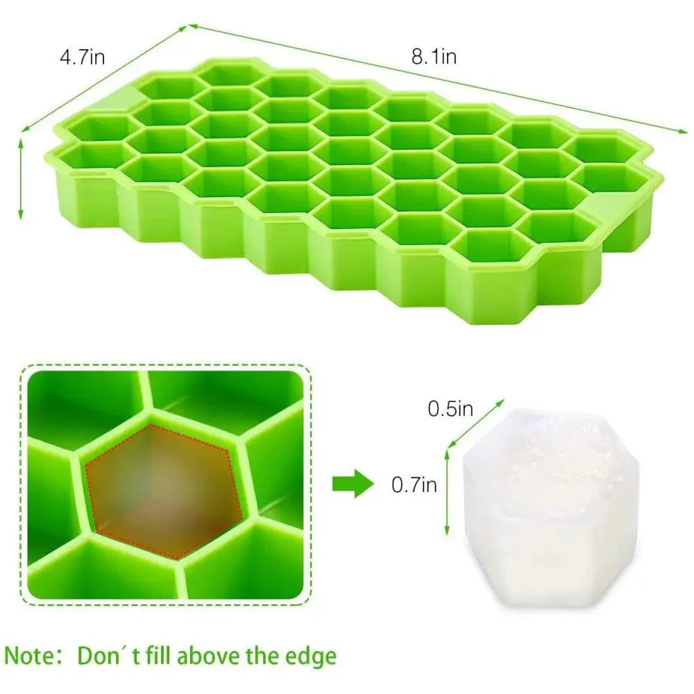 Amazing Honeycomb Ice Cube Trays Reusable Silicone Ice cube Mold Free Ice maker with Removable Lids Stevvex