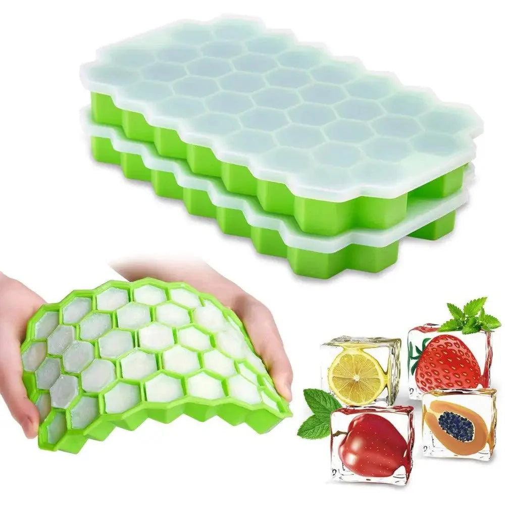 Amazing Honeycomb Ice Cube Trays Reusable Silicone Ice cube Mold Free Ice maker with Removable Lids Stevvex