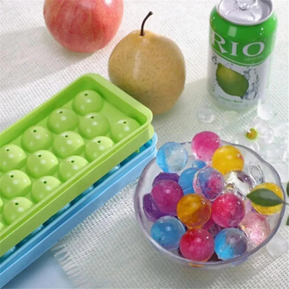 Amazing Plastic Molds Ice Tray 14 Grid 3D Round Ice Molds Home Bar Party Use Round Ball Ice Cube Makers Kitchen Ice Cream Moulds Stevvex