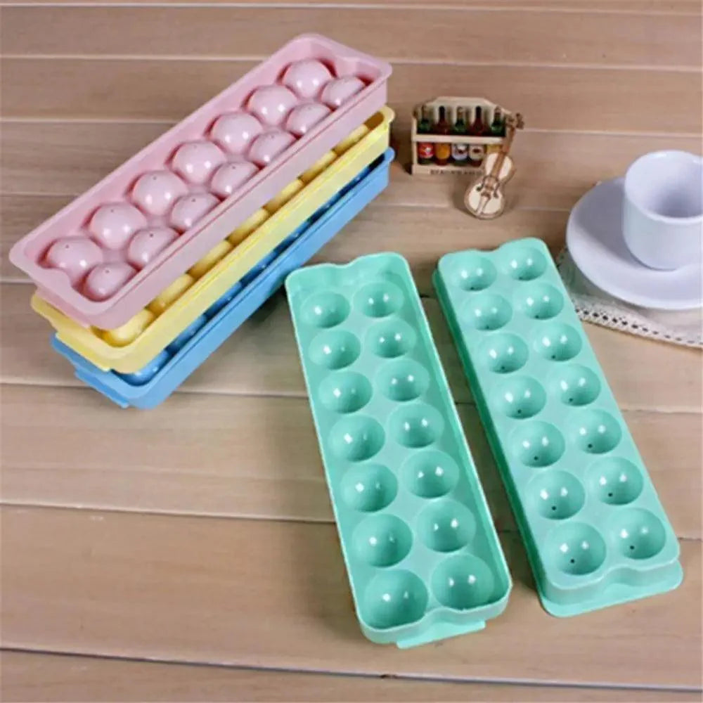 Amazing Plastic Molds Ice Tray 14 Grid 3D Round Ice Molds Home Bar Party Use Round Ball Ice Cube Makers Kitchen Ice Cream Moulds Stevvex