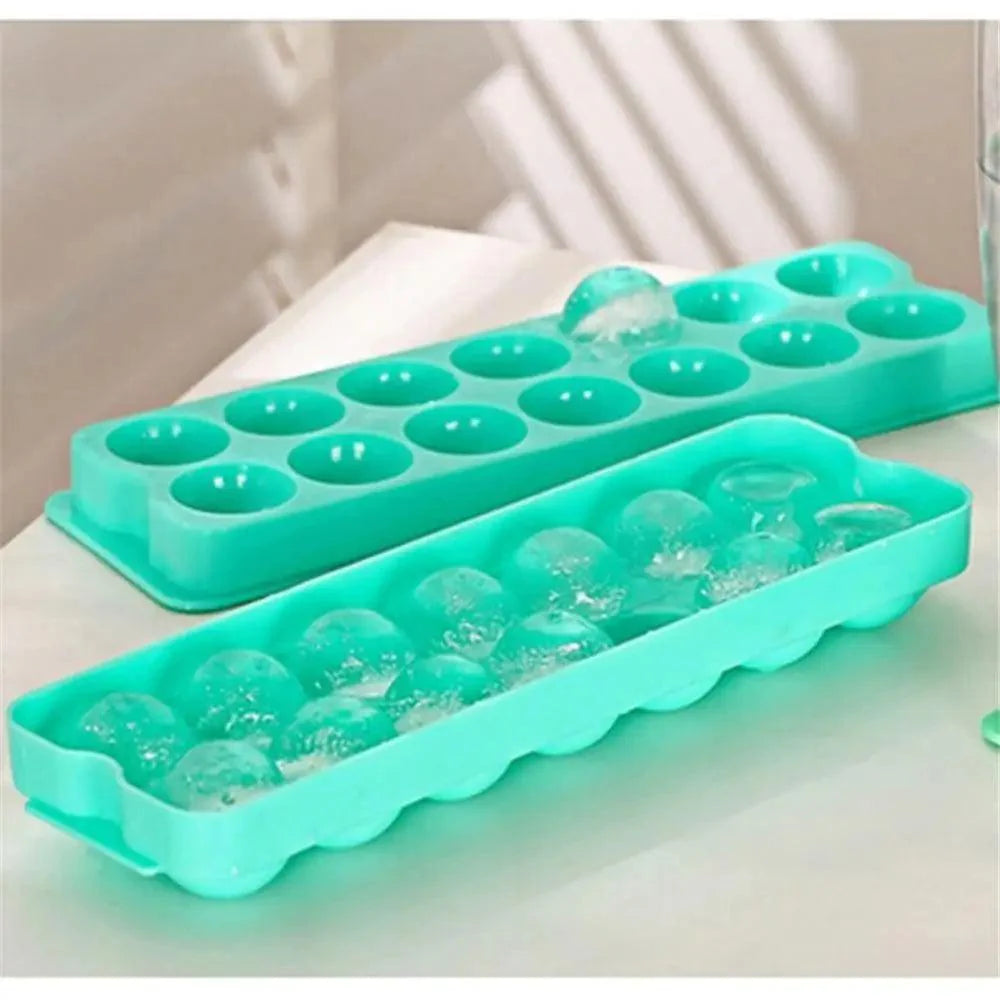Amazing Plastic Molds Ice Tray 14 Grid 3D Round Ice Molds Home Bar Party Use Round Ball Ice Cube Makers Kitchen Ice Cream Moulds Stevvex