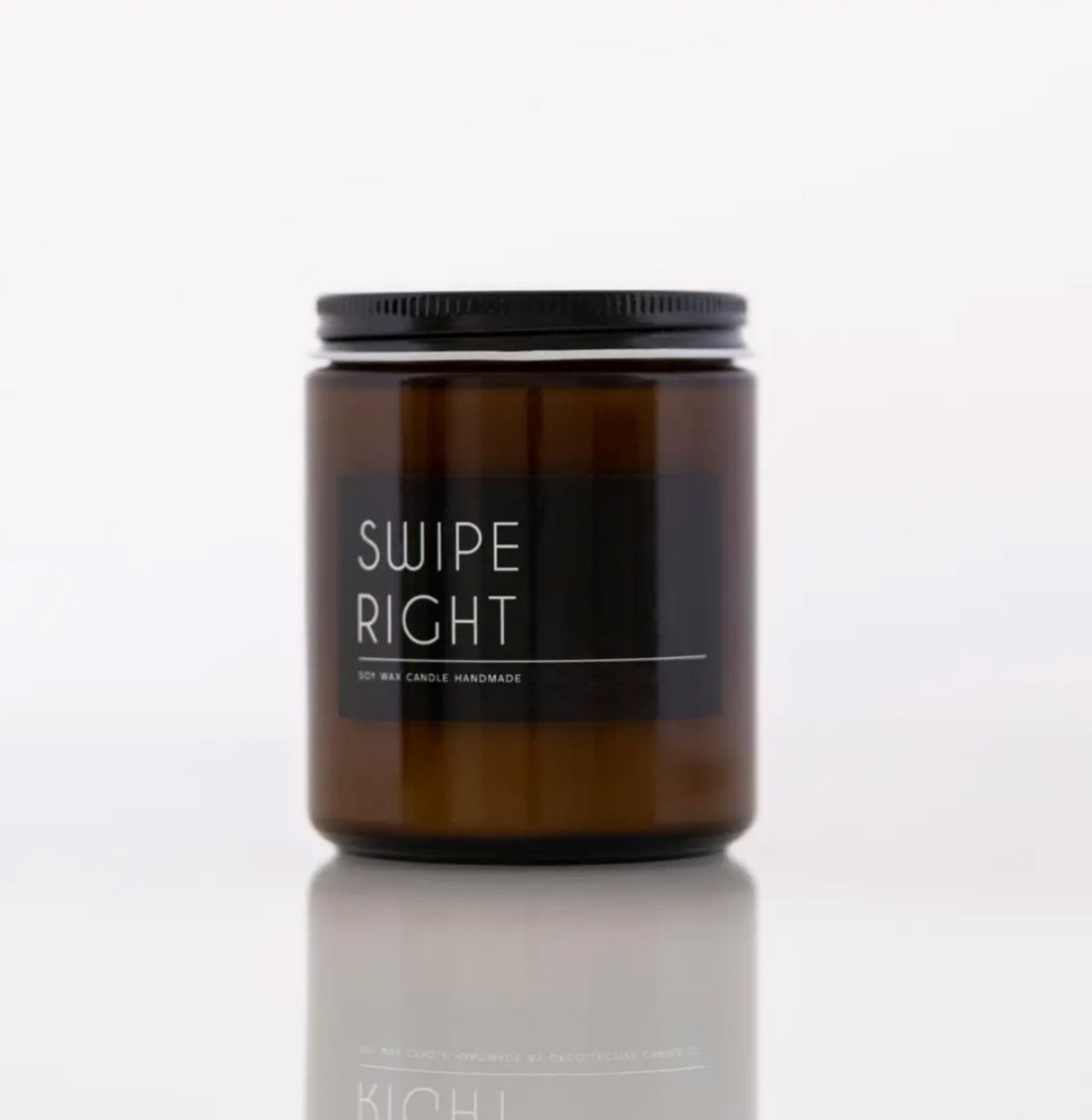 Swipe Right Scented Candle 8oz Soy Candle Spicy Leather Vetiver Myrrh BandsCo Straps