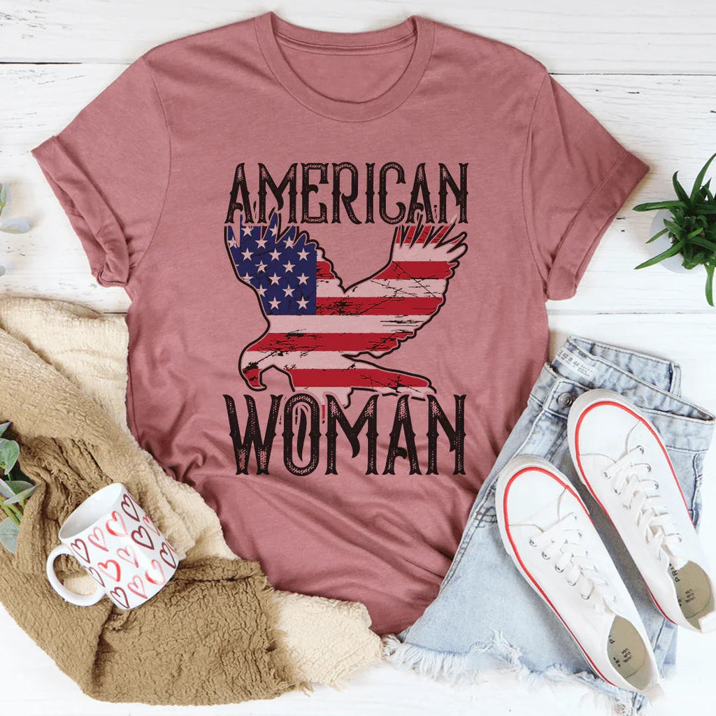 American Woman Eagle Tee Peachy Sunday