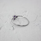Amethyst Cluster Sterling Silver Ring Thin Band Adjustable