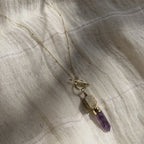 Amethyst Lariat Necklace Satellite Chain Bar Circle Closure Polished Pendant BandsCo Straps
