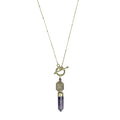 Amethyst Lariat Necklace Satellite Chain Bar Circle Closure Polished Pendant BandsCo Straps