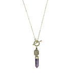 Amethyst Lariat Necklace Satellite Chain Bar Circle Closure Polished Pendant BandsCo Straps