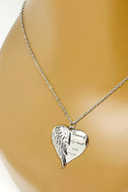 Angel Wing Heart Necklace Memorial Silver Pendant Charm