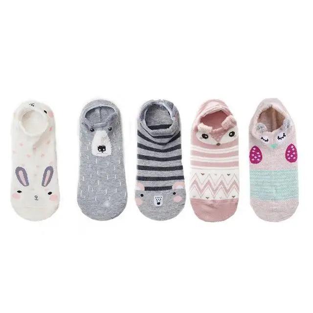 Animal Cotton Socks Female Cat With Dog Summer Short Sock Slippers Women Casual Soft Funny Boat Socks Women Winter Fuzzy Warm Slipper Floor Socks Cute Cartoon Animal Embroidery Coral Foot let Sock Sleeping Warmer Stevvex