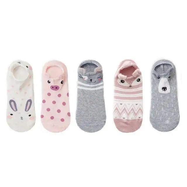 Animal Cotton Socks Female Cat With Dog Summer Short Sock Slippers Women Casual Soft Funny Boat Socks Women Winter Fuzzy Warm Slipper Floor Socks Cute Cartoon Animal Embroidery Coral Foot let Sock Sleeping Warmer Stevvex
