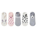 Animal Cotton Socks Female Cat With Dog Summer Short Sock Slippers Women Casual Soft Funny Boat Socks Women Winter Fuzzy Warm Slipper Floor Socks Cute Cartoon Animal Embroidery Coral Foot let Sock Sleeping Warmer Stevvex