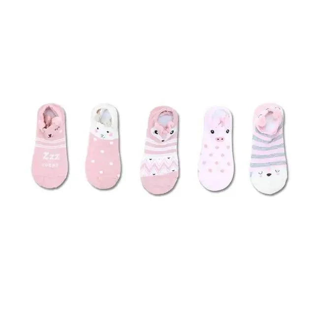 Animal Cotton Socks Female Cat With Dog Summer Short Sock Slippers Women Casual Soft Funny Boat Socks Women Winter Fuzzy Warm Slipper Floor Socks Cute Cartoon Animal Embroidery Coral Foot let Sock Sleeping Warmer Stevvex