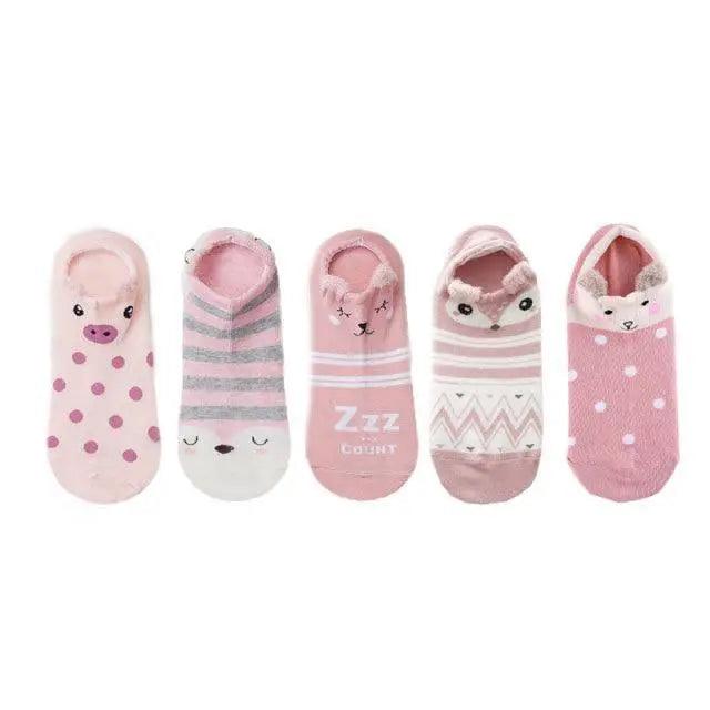Animal Cotton Socks Female Cat With Dog Summer Short Sock Slippers Women Casual Soft Funny Boat Socks Women Winter Fuzzy Warm Slipper Floor Socks Cute Cartoon Animal Embroidery Coral Foot let Sock Sleeping Warmer Stevvex