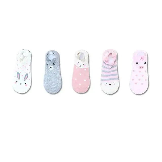 Animal Cotton Socks Female Cat With Dog Summer Short Sock Slippers Women Casual Soft Funny Boat Socks Women Winter Fuzzy Warm Slipper Floor Socks Cute Cartoon Animal Embroidery Coral Foot let Sock Sleeping Warmer Stevvex