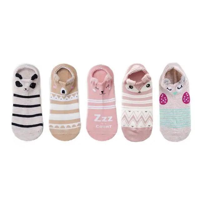 Animal Cotton Socks Female Cat With Dog Summer Short Sock Slippers Women Casual Soft Funny Boat Socks Women Winter Fuzzy Warm Slipper Floor Socks Cute Cartoon Animal Embroidery Coral Foot let Sock Sleeping Warmer Stevvex