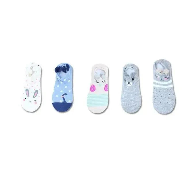 Animal Cotton Socks Female Cat With Dog Summer Short Sock Slippers Women Casual Soft Funny Boat Socks Women Winter Fuzzy Warm Slipper Floor Socks Cute Cartoon Animal Embroidery Coral Foot let Sock Sleeping Warmer Stevvex