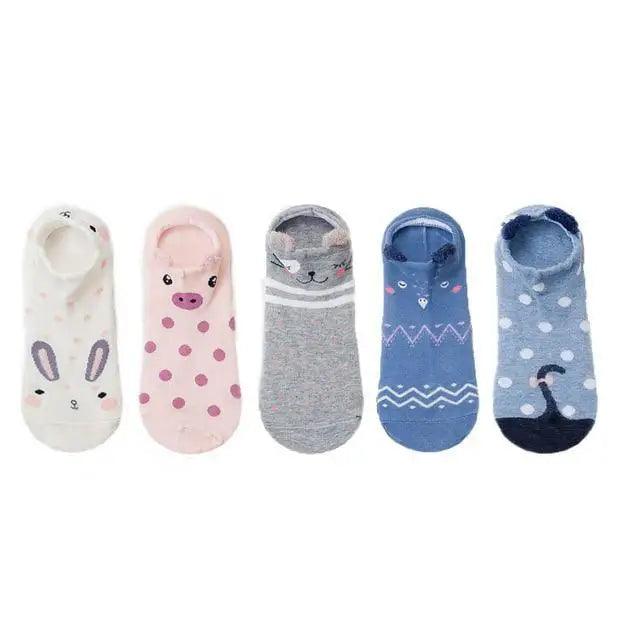 Animal Cotton Socks Female Cat With Dog Summer Short Sock Slippers Women Casual Soft Funny Boat Socks Women Winter Fuzzy Warm Slipper Floor Socks Cute Cartoon Animal Embroidery Coral Foot let Sock Sleeping Warmer Stevvex