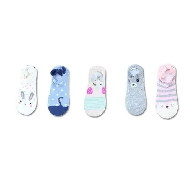 Animal Cotton Socks Female Cat With Dog Summer Short Sock Slippers Women Casual Soft Funny Boat Socks Women Winter Fuzzy Warm Slipper Floor Socks Cute Cartoon Animal Embroidery Coral Foot let Sock Sleeping Warmer Stevvex