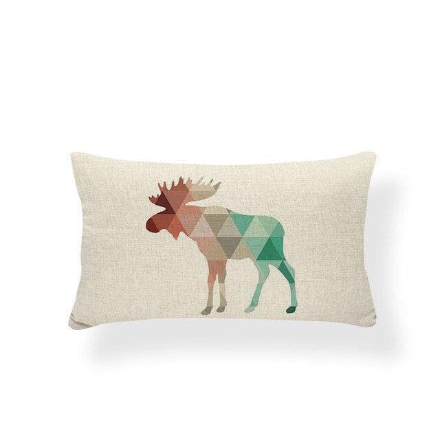 Animal Cushion Pillow Square Linen Printed Cute Elephant Throw Pillow Case Decorative Cushion Cover Pillowcase Plant Geometry Deer Flamingo Flower Pillows Home Decorative Pillowslip Covers 30X50 Stevvex