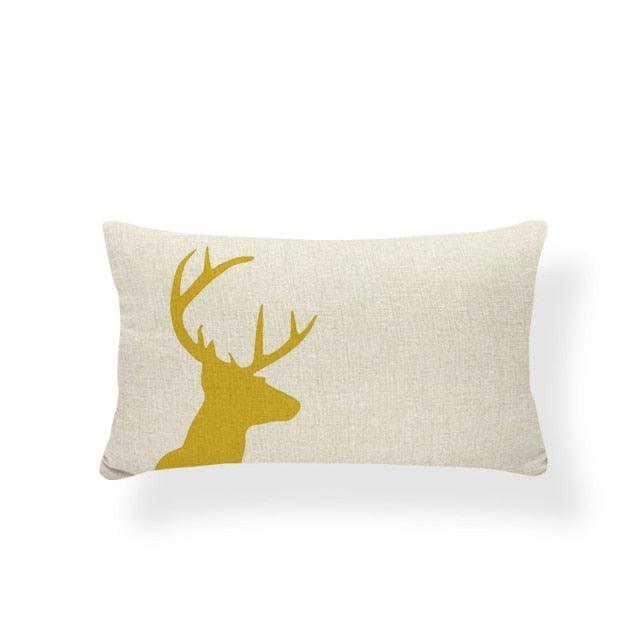 Animal Cushion Pillow Square Linen Printed Cute Elephant Throw Pillow Case Decorative Cushion Cover Pillowcase Plant Geometry Deer Flamingo Flower Pillows Home Decorative Pillowslip Covers 30X50 Stevvex