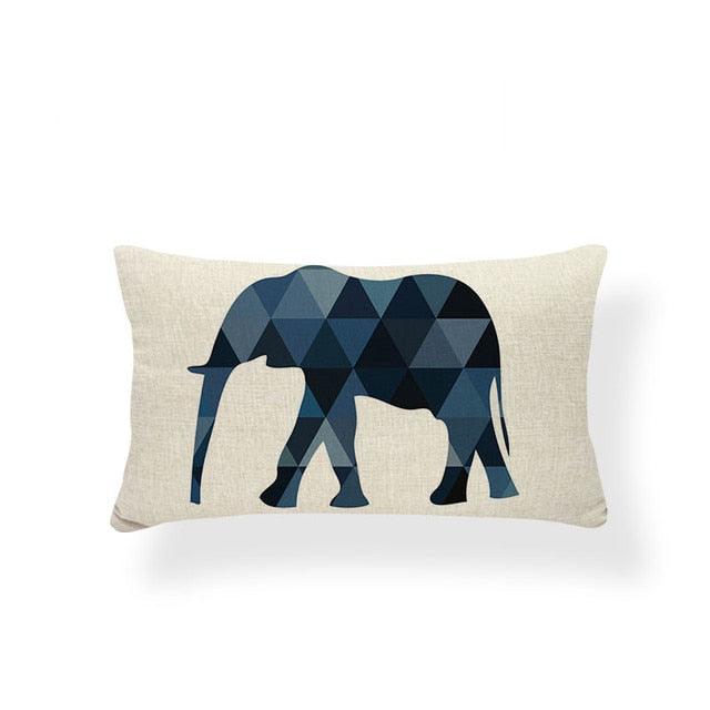 Animal Cushion Pillow Square Linen Printed Cute Elephant Throw Pillow Case Decorative Cushion Cover Pillowcase Plant Geometry Deer Flamingo Flower Pillows Home Decorative Pillowslip Covers 30X50 Stevvex
