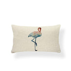 Animal Cushion Pillow Square Linen Printed Cute Elephant Throw Pillow Case Decorative Cushion Cover Pillowcase Plant Geometry Deer Flamingo Flower Pillows Home Decorative Pillowslip Covers 30X50 Stevvex